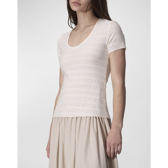 rag & bone Julia Scoop Neck Tee Women XS Ivory Sheer Pullover Stretch Minimalist - Picture 3 of 16